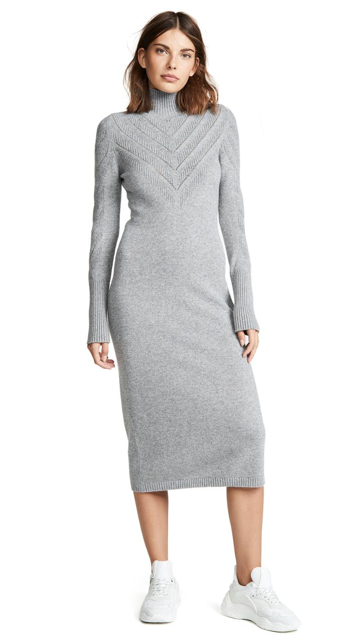 Barrie V Stripe Cashmere Turtleneck Dress