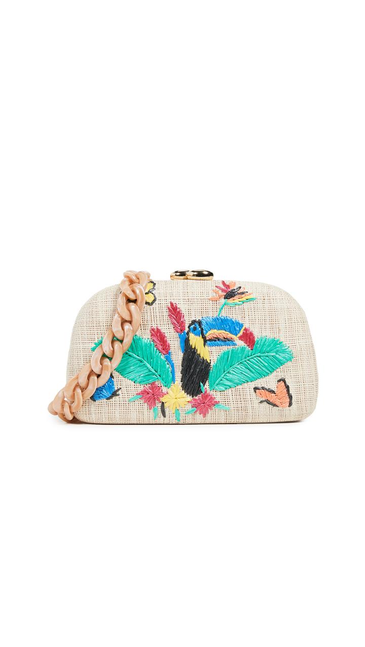Serpui Marie Mia Toucan Embroidered Minaudiere