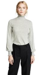 Autumn Cashmere Mock Neck Pullover With Ruffles