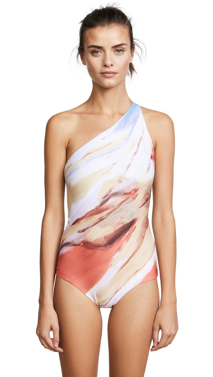 Acne Studios Karma Printed One Shoulder One Piece