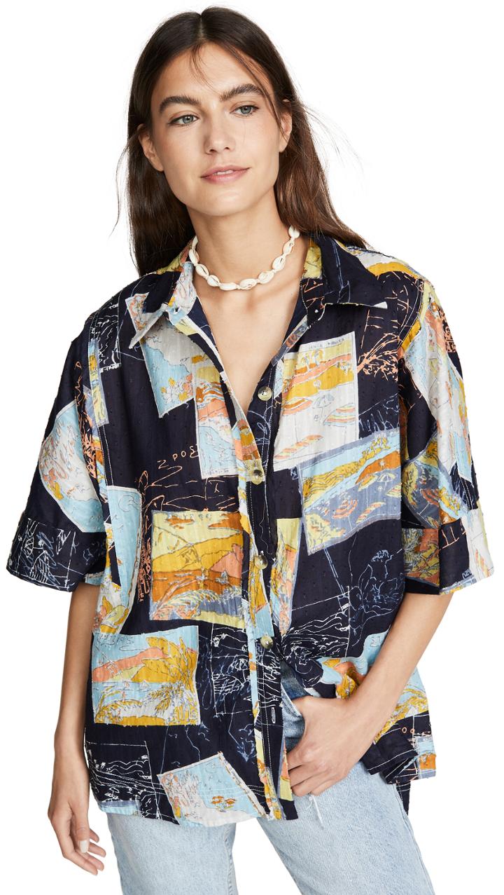 Free People Love Letters Button Down Shirt