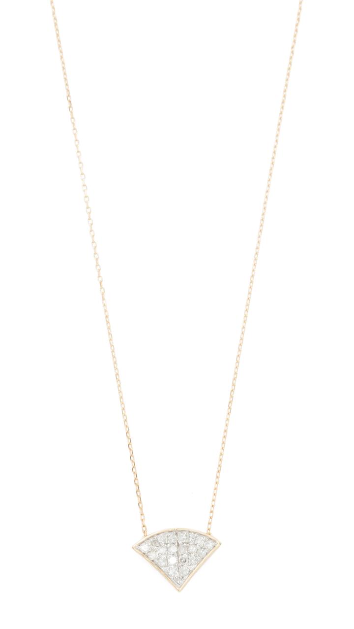 Adina Reyter 14k Gold Pave Folded Fan Necklace
