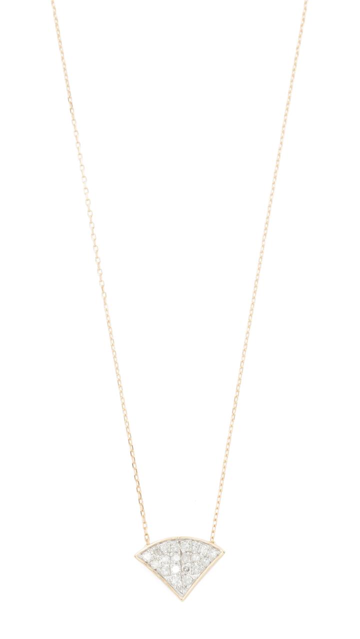 Adina Reyter 14k Gold Pave Folded Fan Necklace