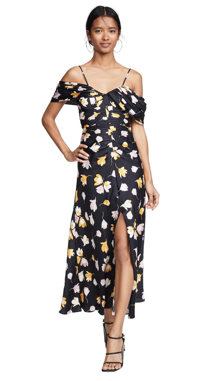 Self Portrait Off Shoulder Floral Printed Dress