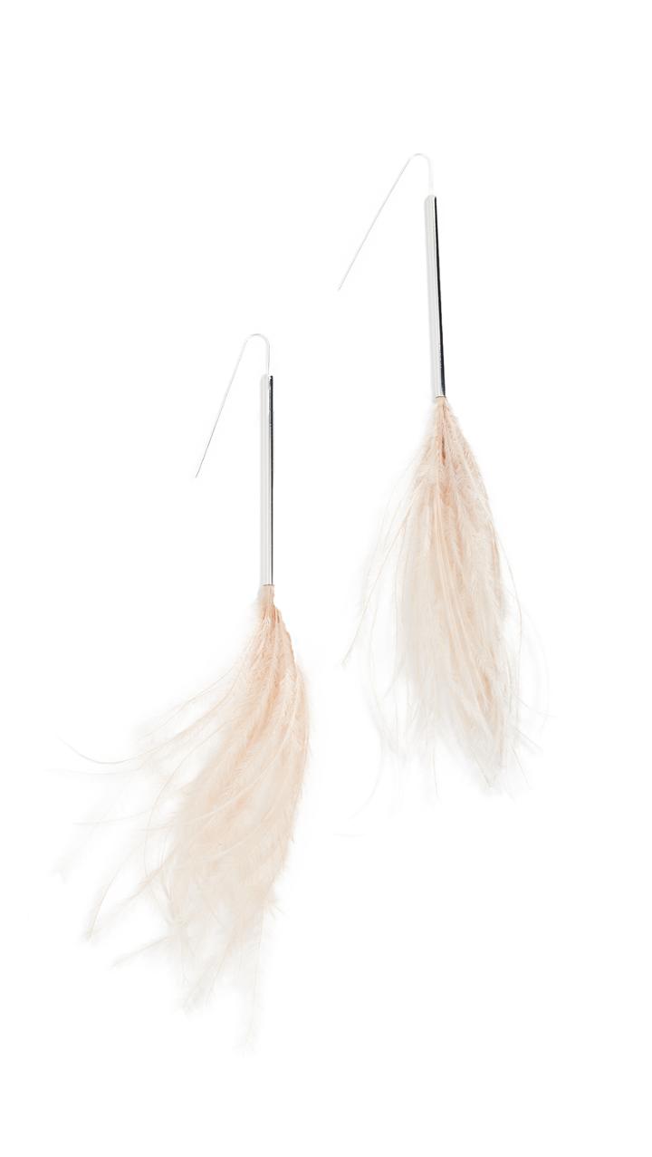 Helmut Lang Ostrich Feather Earrings