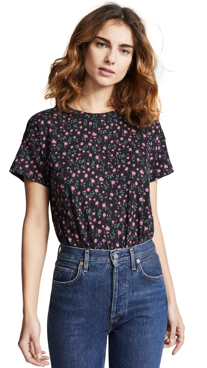 Rag Bone Jean Floral Vintage Crew Tee