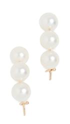 Mizuki 14k Large Three Pearl Earrings