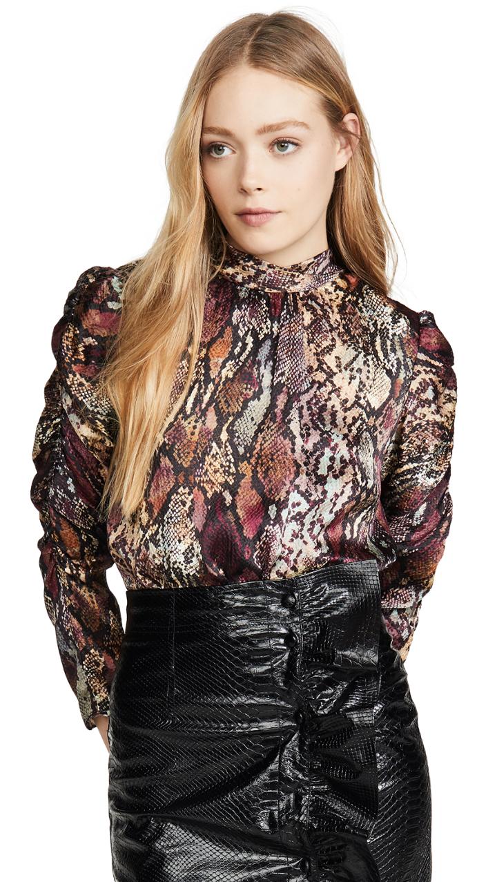 Rebecca Taylor Long Sleeve Snake Mock Top
