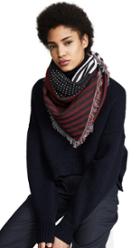 Rebecca Minkoff Dots And Stripes Fringed Square Scarf