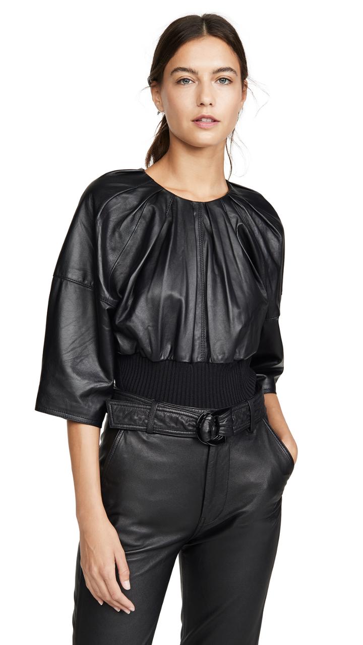3 1 Phillip Lim Leather Rib Hem Top