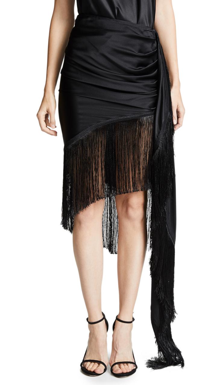 Vatanika Fringe Trim Draped Skirt
