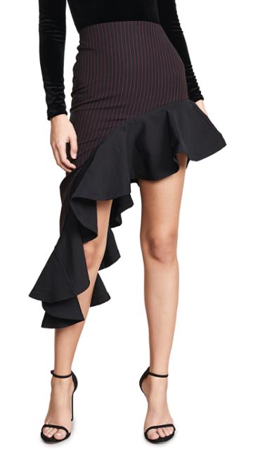 Vatanika Asymmetrical Ruffle Hem Skirt