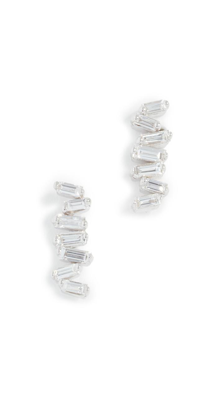 Suzanne Kalan 18k Gold Diamond Zigzag Earrings