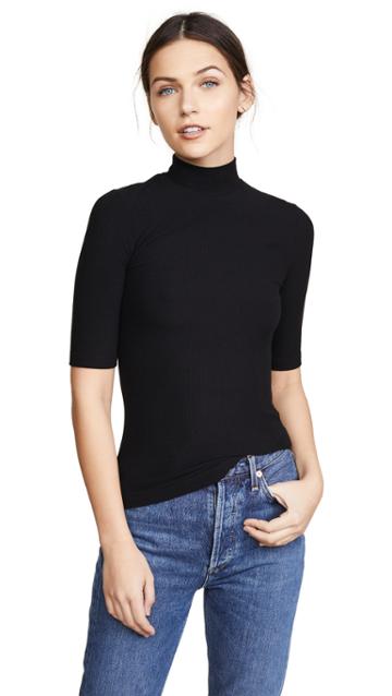 Getting Back To Square One Mock Neck Elbow Sleeve Tee