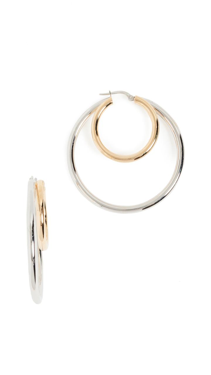 Bronzallure Two Tone Double Hoop Earrings