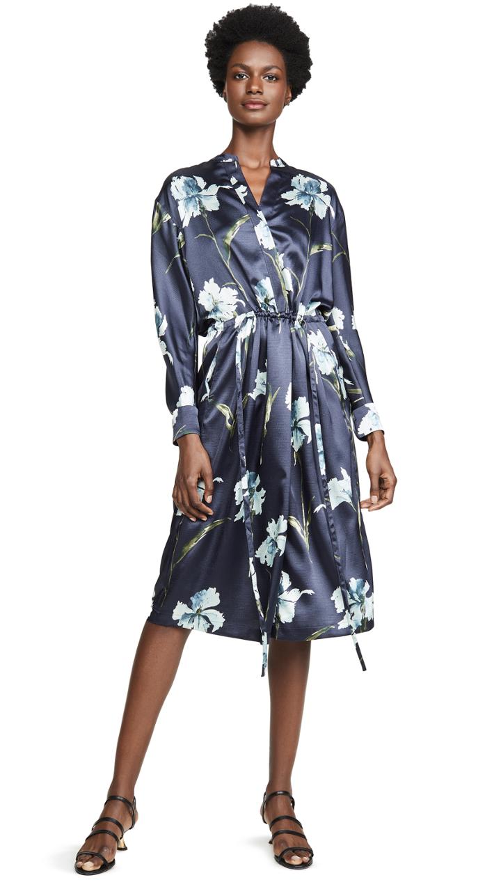 Vince Iris Print Long Sleeve Dress