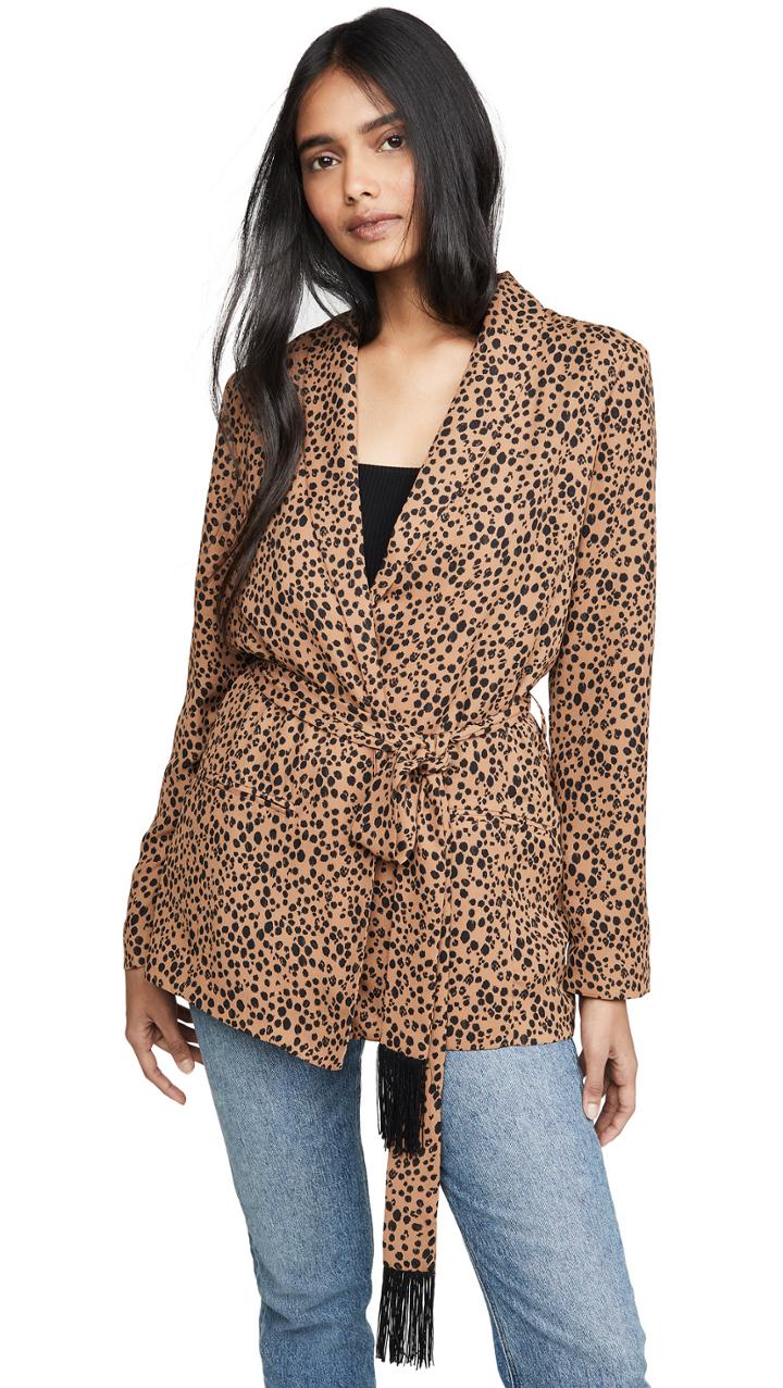 Bb Dakota Belted Cheetah Print Blazer