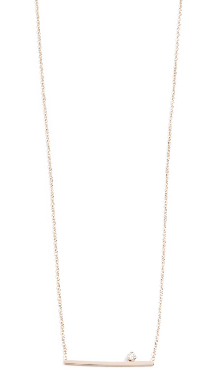 Zoe Chicco 14k Gold Thin Bar Diamond Necklace