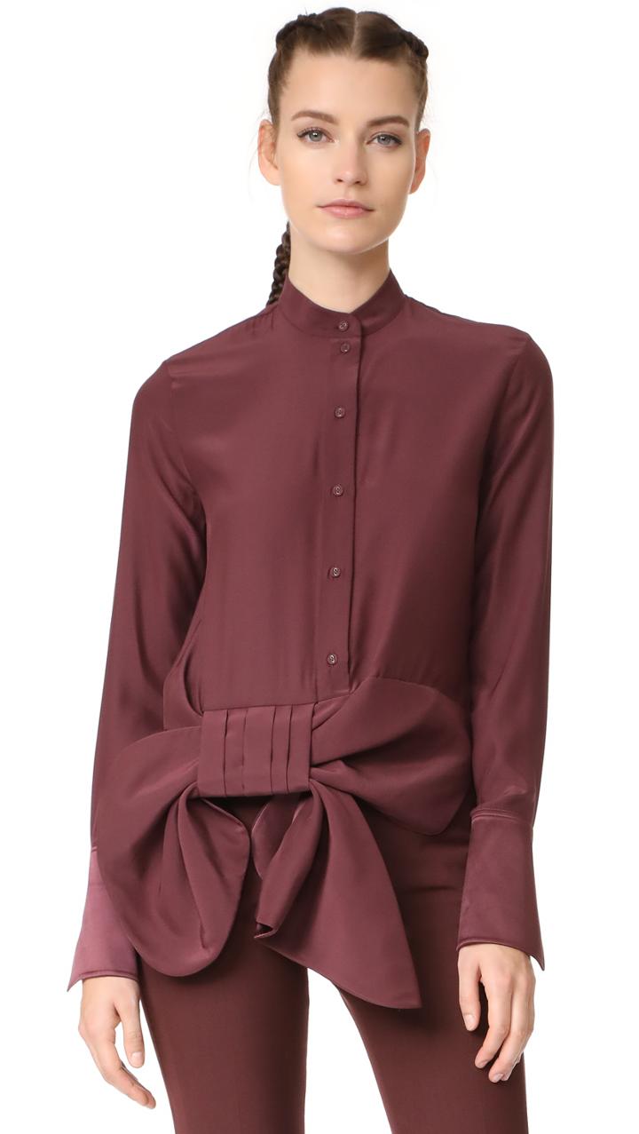 Victoria Victoria Beckham Asymmetrical Tux Bow Shirt