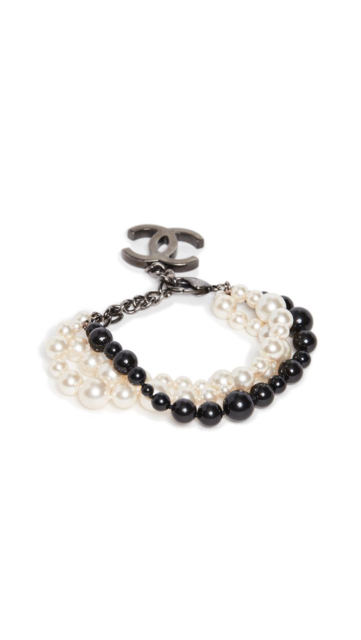 What Goes Around Comes Around Chanel Black And White Imitation Pearl Bracelet