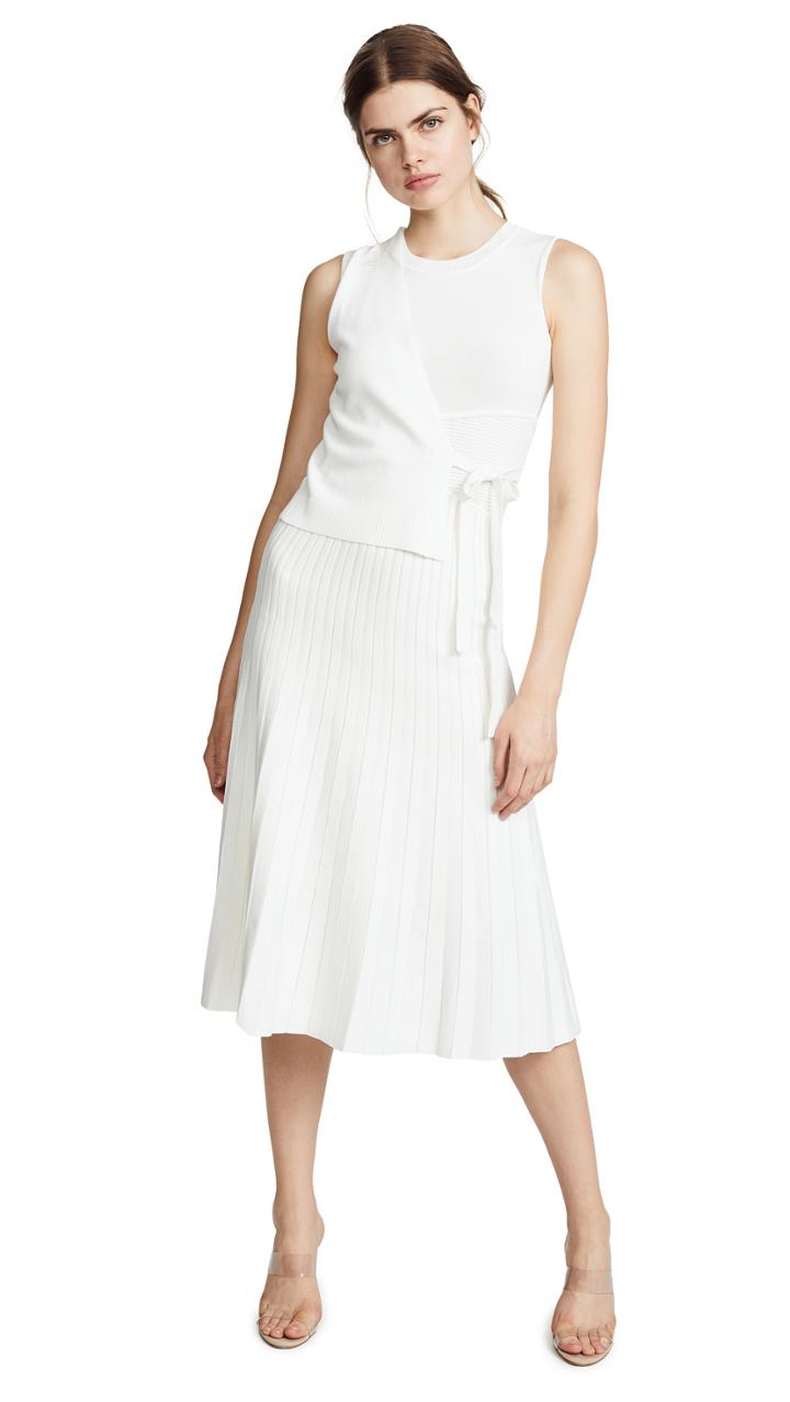 Yigal Azrouel Wrap Front Pleat Skirt Dress