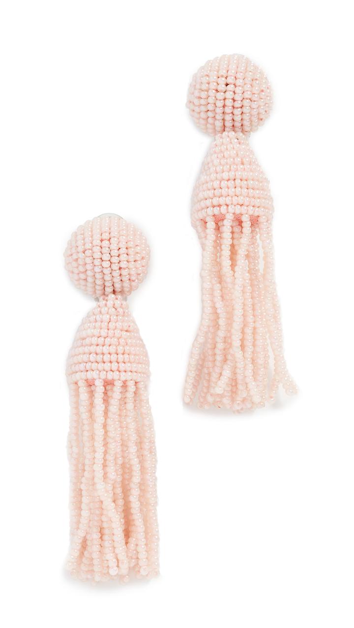 Oscar De La Renta Short Tassel Clip On Earrings