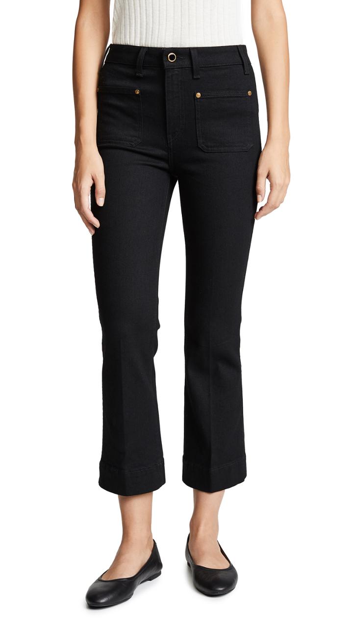 Khaite Raquel Patch Pocket Cropped Flare Jeans