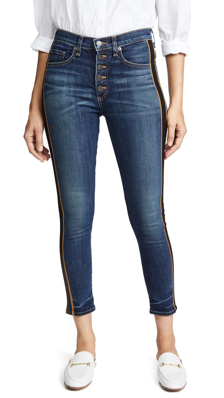 Veronica Beard Jean Debbie 10 Skinny Jeans With Tuxedo Stripe 