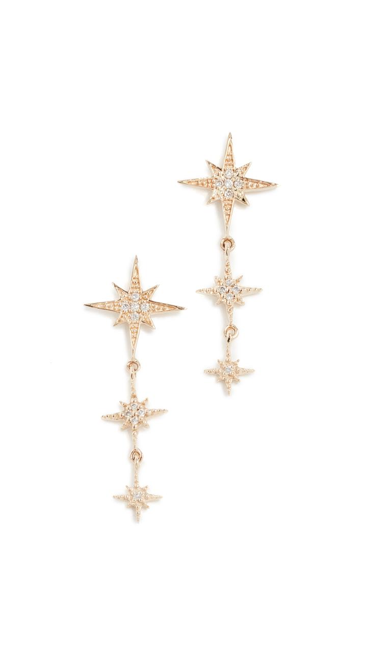 Sydney Evan Starburst 3 Drop Earrings