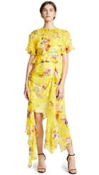 Prabal Gurung Deep V Silk Dress With Button Detail