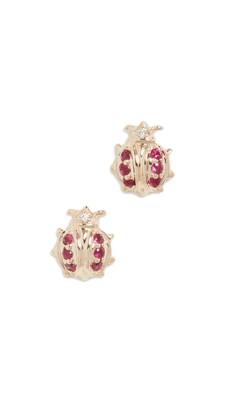 Sydney Evan 14k Gold Mini Ladybug Studs