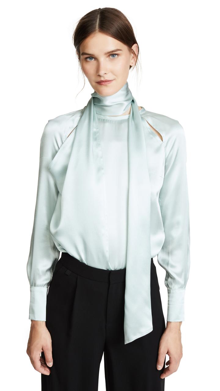 Yigal Azrouel Draped Blouse With Shoulder Slits