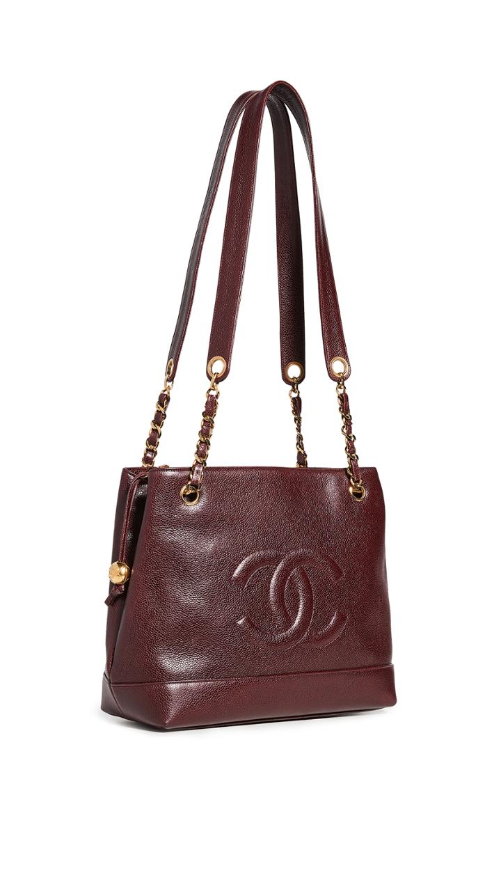 What Goes Around Comes Around Chanel Burgundy Caviar Zip Tote