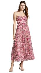 Marchesa Notte Floral Embroidered Tea Length Gown