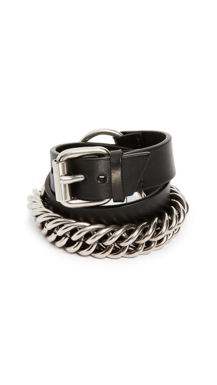 Alexander Wang Double Wrap Leather And Chain Bracelet