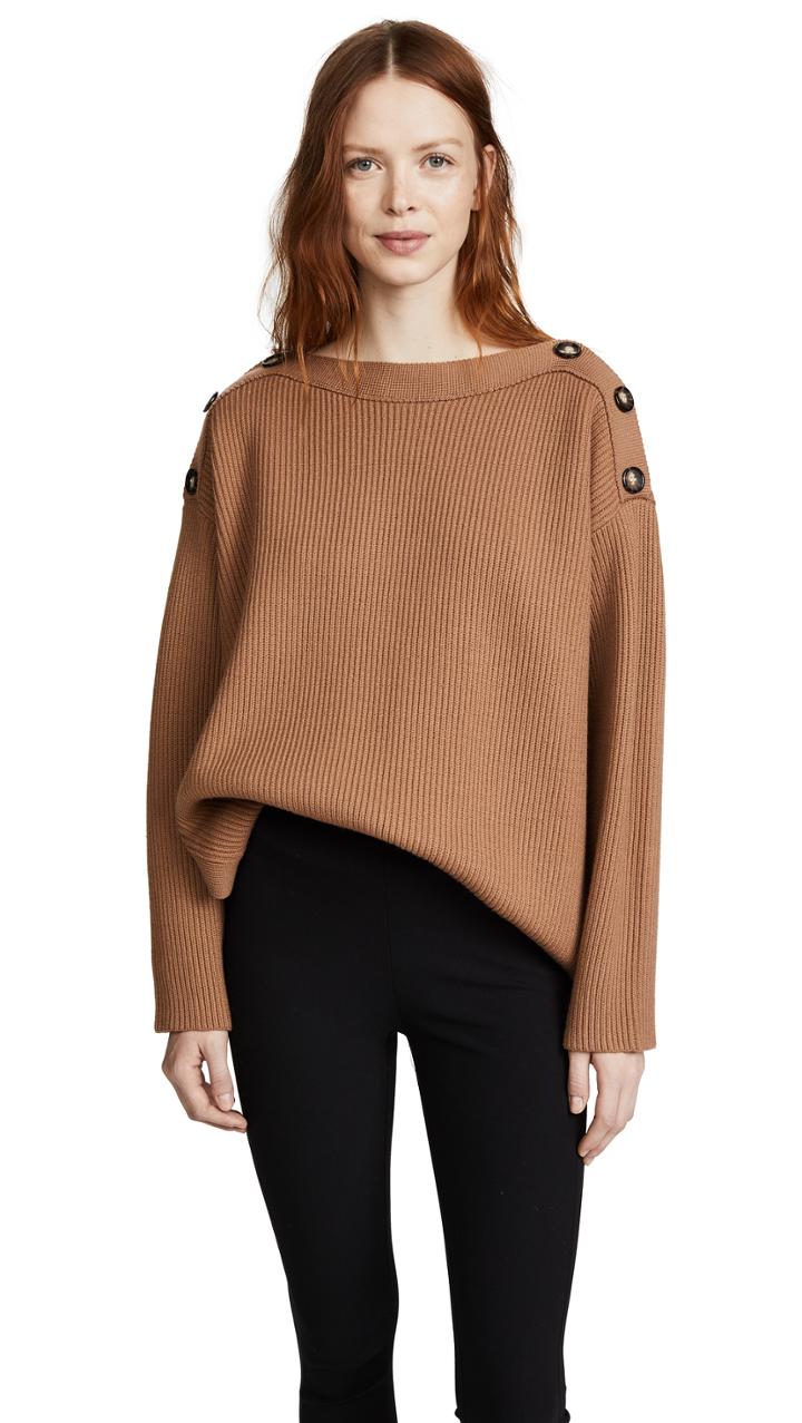 Jason Wu Grey Long Sleeve Sweater With Button Detail