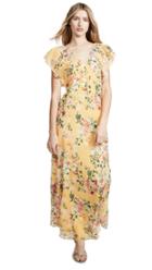 Divine Heritage Pintuck Ruffle Maxi Dress