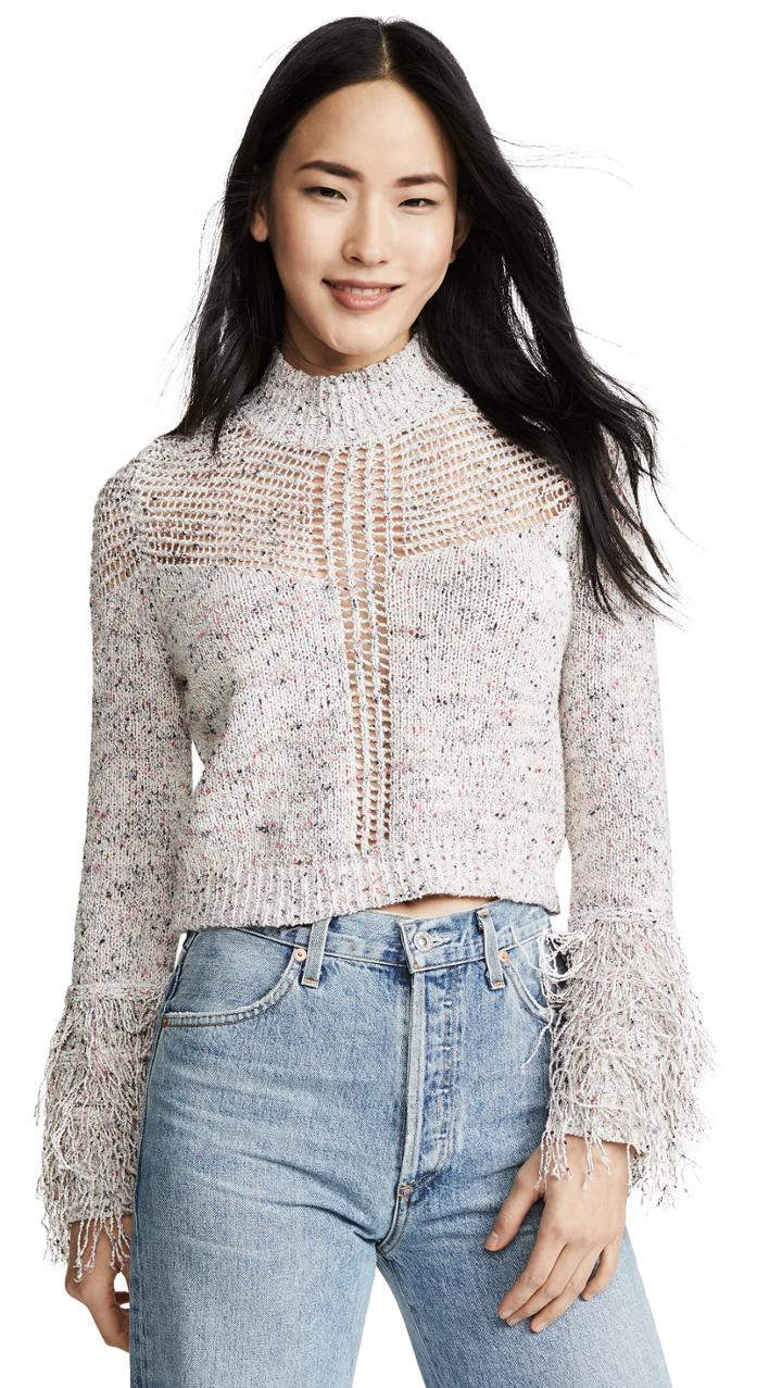 Cushnie Mock Neck Knit Top