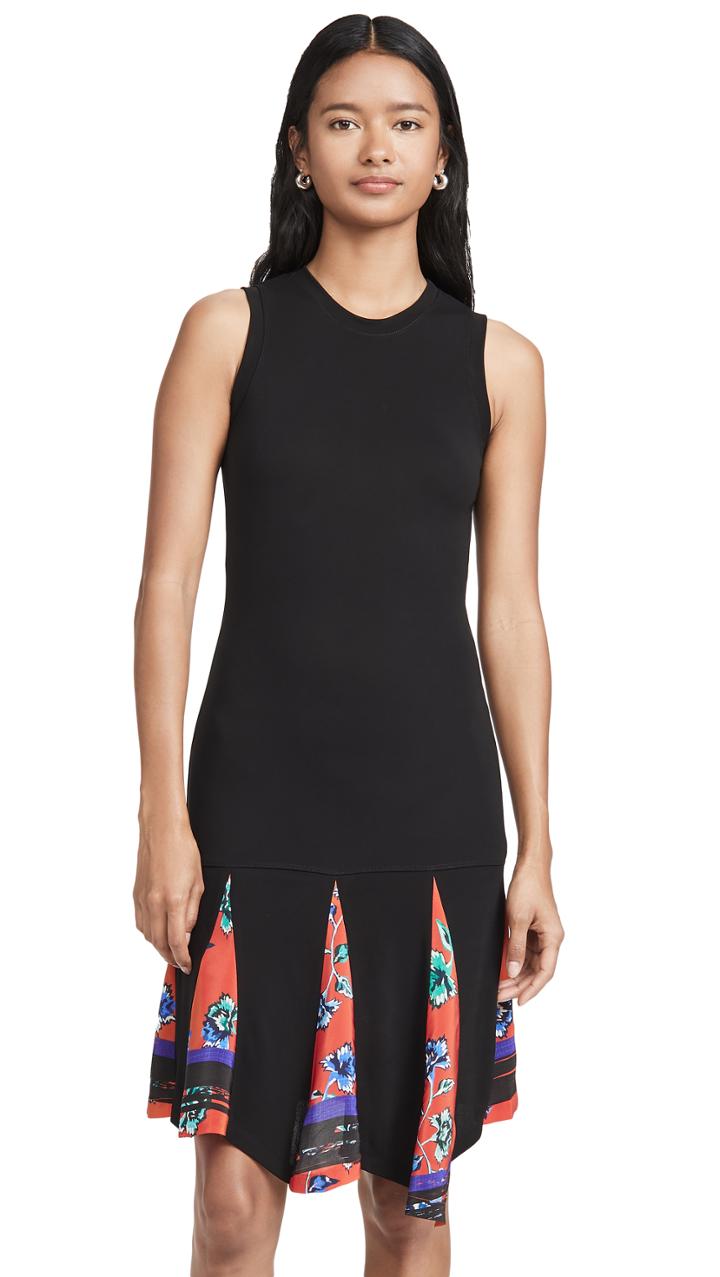 Derek Lam 10 Crosby Tank Dress With Printed Godet Insert
