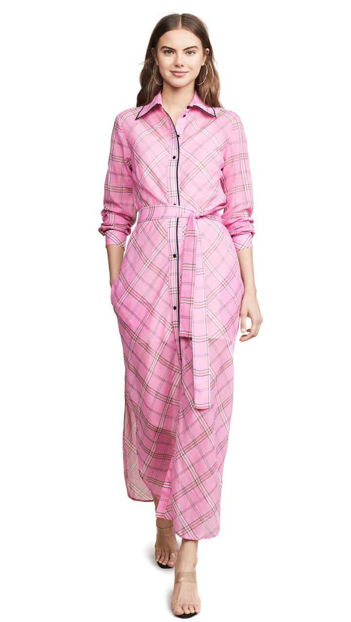 Victoria Victoria Beckham Long Plaid Shirtdress