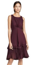 Halston Flounce Detail Pleated Dress