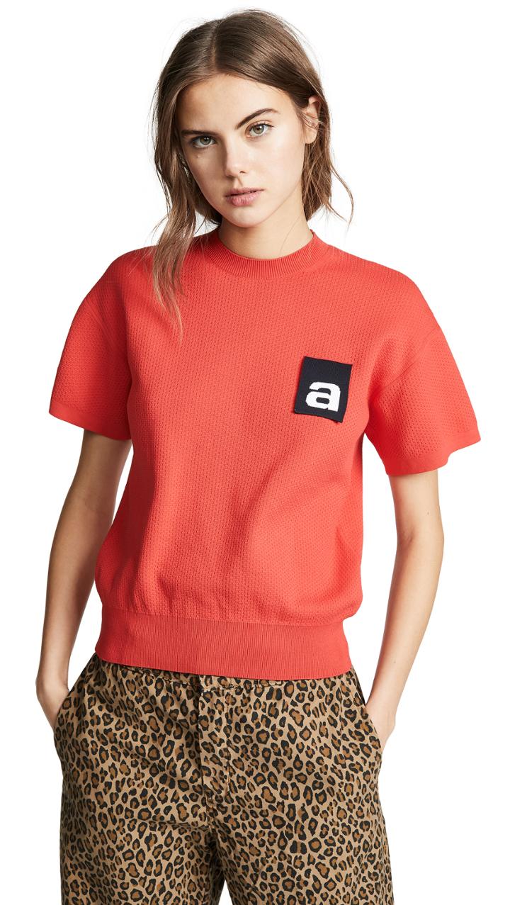 Alexander Wang Mesh Tee With Logo Flag