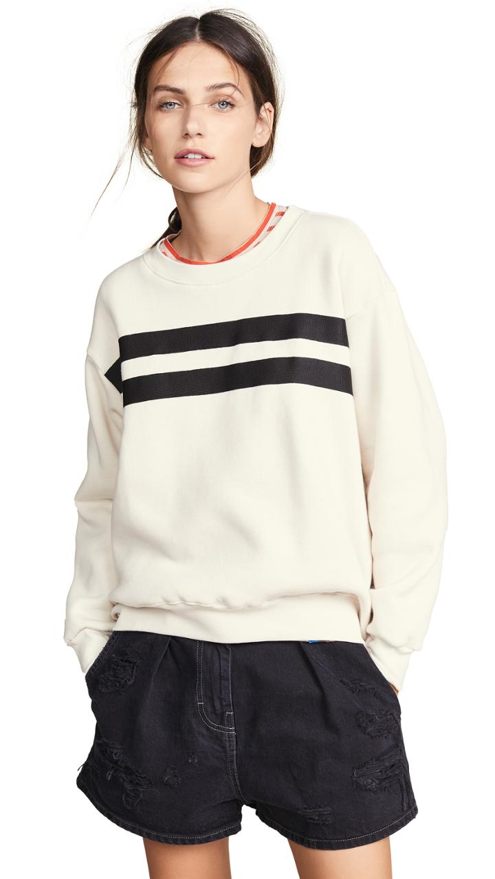 Sundry Side Zipper Crew Neck