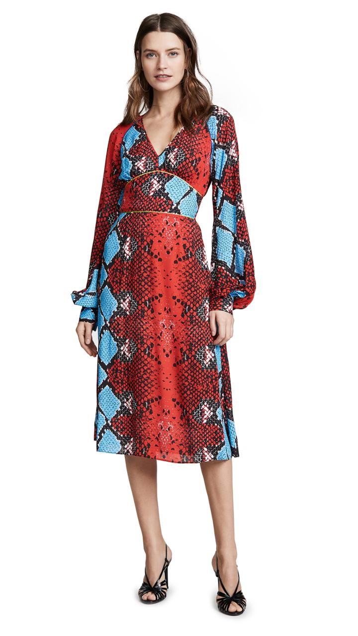 Stella Jean Snake Print V Neck Dress