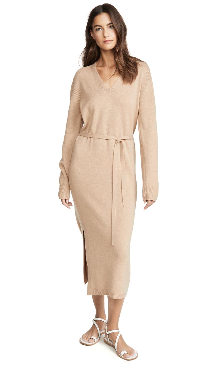 Vince V Neck Slit Dress