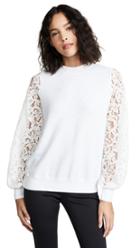 Clu Mixed Media Sweatshirt With Lace Sleeves