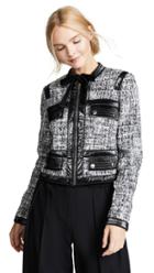 Giambattista Valli Leather Combo Tweed Jacket