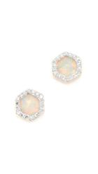 Adina Reyter 14k Gold Opal Diamond Hexagon Post Earrings