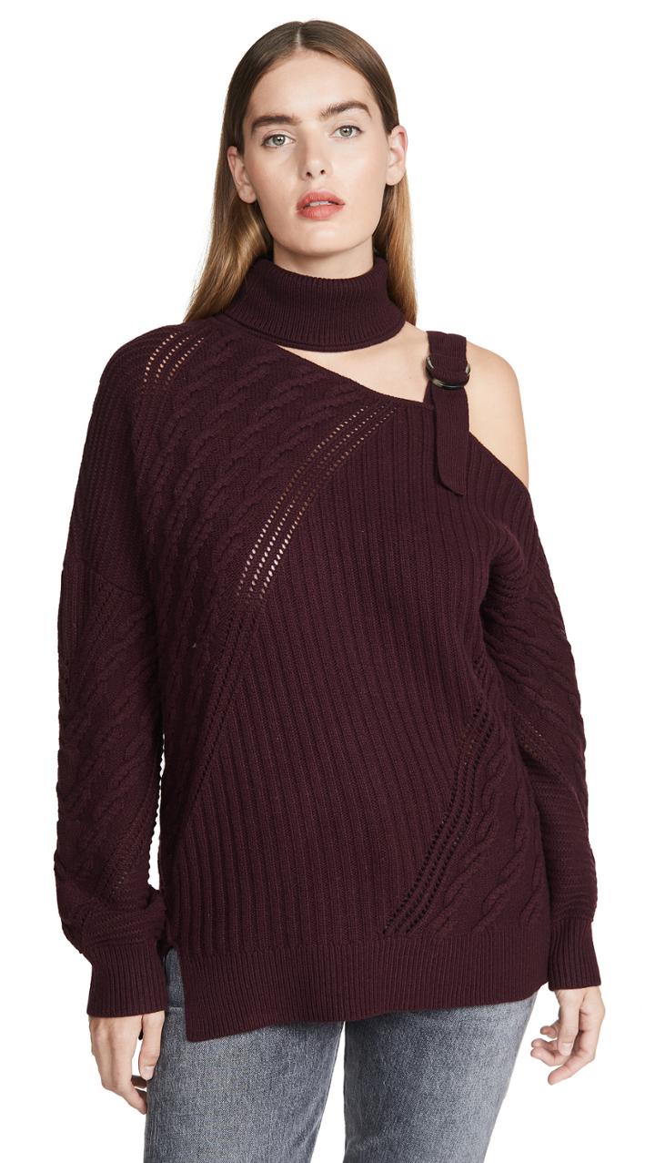 Jonathan Simkhai Strapped Wool Asymmetric Sweater