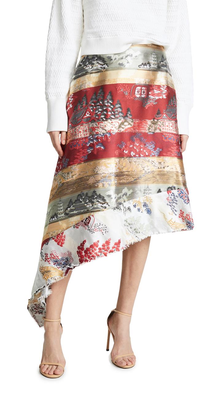 Adam Lippes Corded Denim Pencil Skirt With High Waist Slit